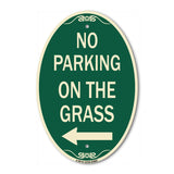 No Parking on the Grass with Left Arrow