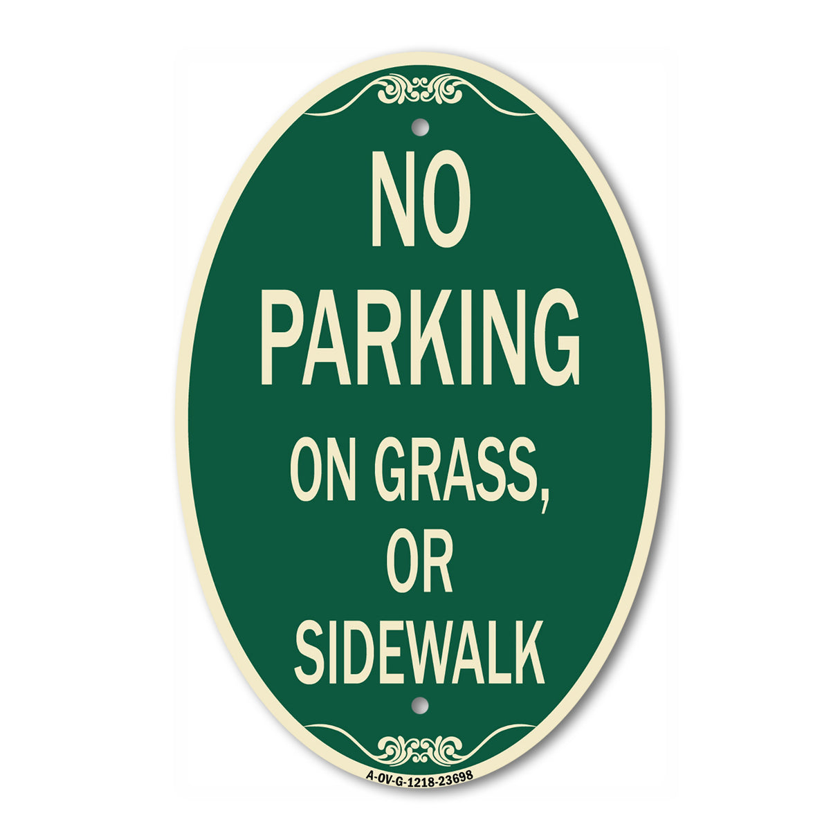 No Parking on Grass or Sidewalk Parking Sign