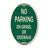 No Parking on Grass or Sidewalk Parking Sign