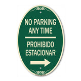 No Parking Anytime Prohibido Estacionar (With Right Arrow)