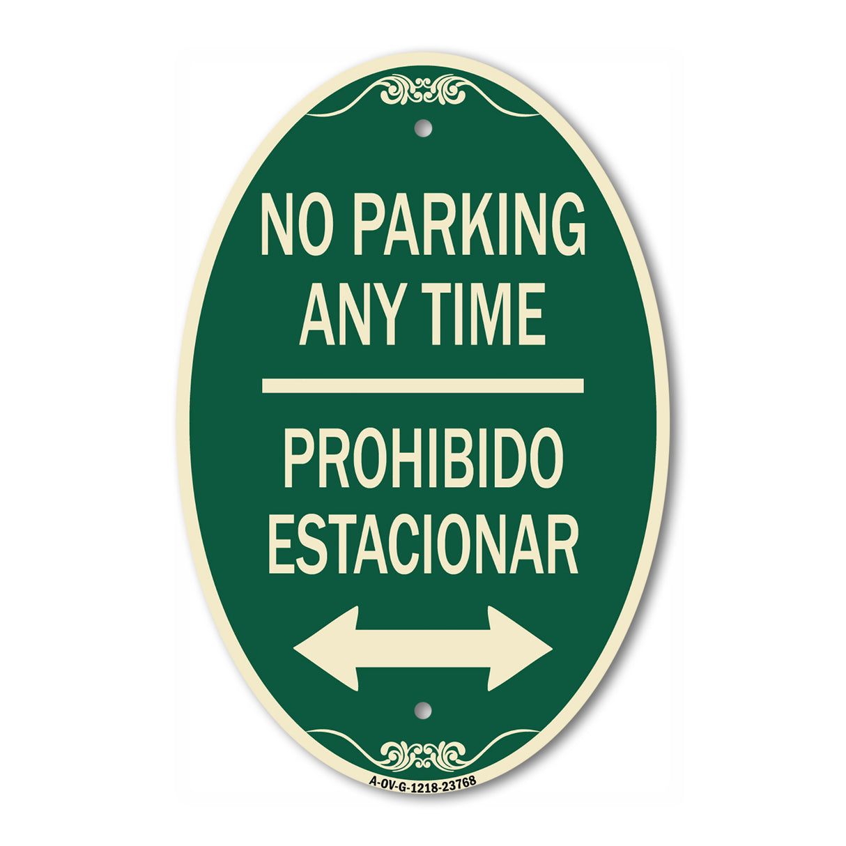 No Parking Anytime Prohibido Estacionar (With Bidirectional Arrow)