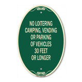 No Loitering Camping Vending or Parking of Vehicles 30 Feet or Longer