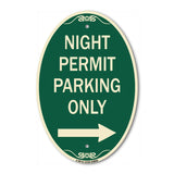 Night Permit Parking Only (With Right Arrow)