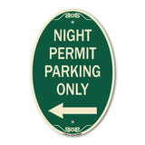 Night Permit Parking Only (With Left Arrow)