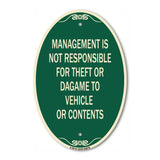 Management Is Not Responsible for Theft or Damage to Vehicles or Contents