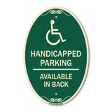 Handicapped Parking Available in Back with Graphic