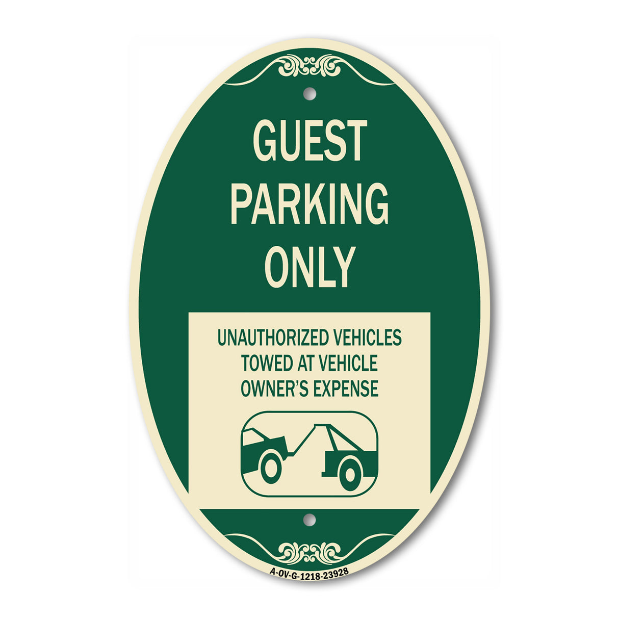 Guest Parking Only Unauthorized Vehicles Towed at Owner Expense with Graphic