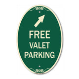 Free Valet Parking with Upper Right Arrow
