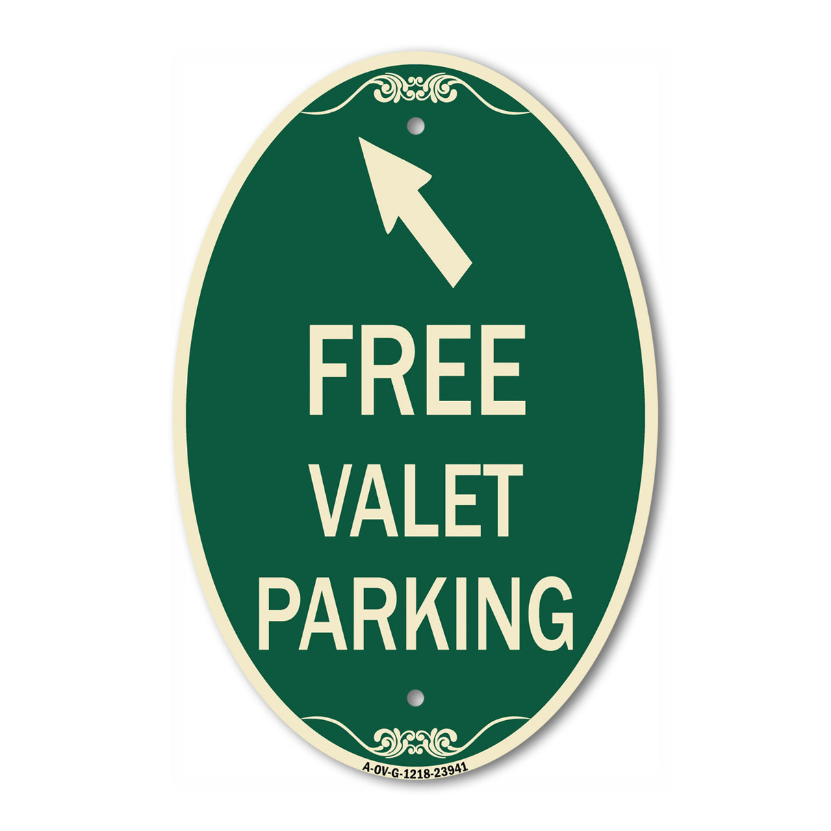 Free Valet Parking with Upper Left Arrow
