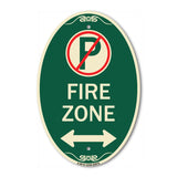 Fire Zone (No Parking Symbol and Arrow Pointing Left and Right)