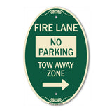Fire Lane Tow-Away Zone with Right Arrow
