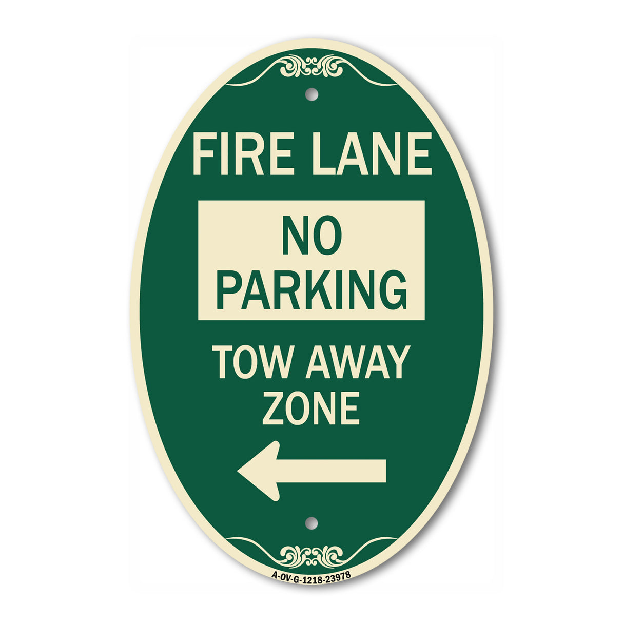 Fire Lane Tow-Away Zone with Left Arrow