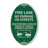 Fire Lanes No Parking on Streets Unauthorized Vehicles Towed at Owner Expense with Graphic