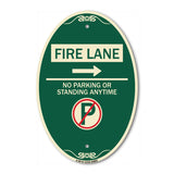 Fire Lane - No Parking or Standing Anytime (With No Parking Symbol and Right Arrow)