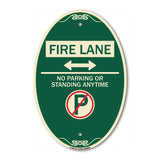 Fire Lane - No Parking or Standing Anytime (With No Parking Symbol and Bidirectional Arrow)