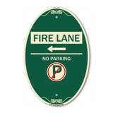 Fire Lane - No Parking (With No Parking Symbol and Left Arrow)