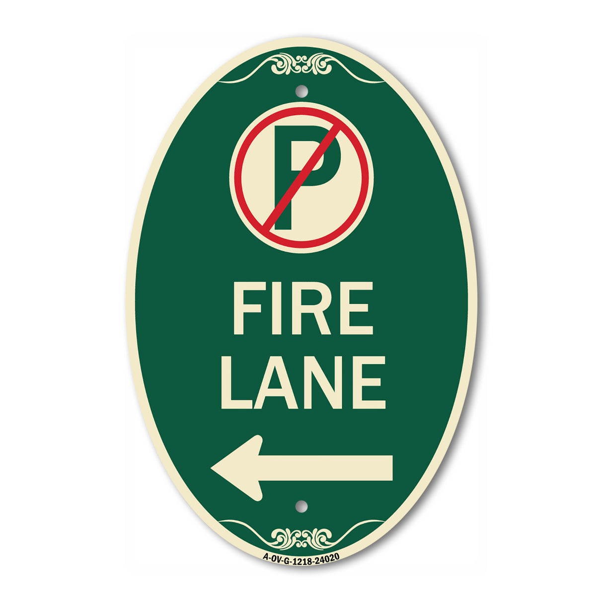 Fire Lane (No Parking Symbol and Left Arrow)