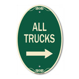 Driveway Sign All Trucks with Right Arrow