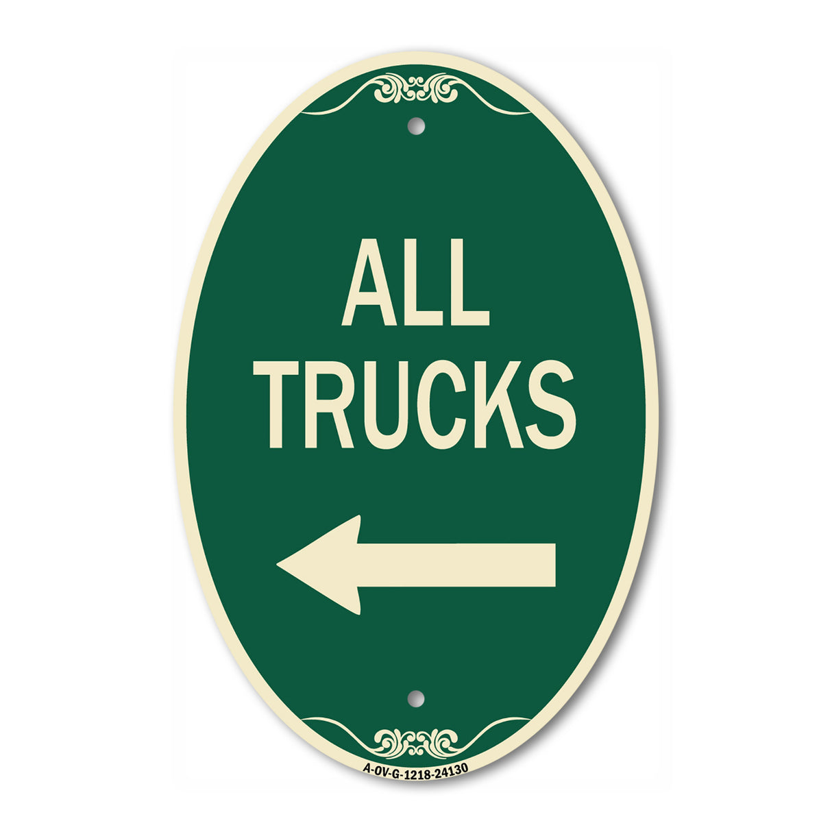 Driveway Sign All Trucks with Left Arrow