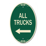 Driveway Sign All Trucks with Left Arrow