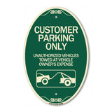 Customer Parking Only Unauthorized Vehicles Towed at Owner Expense with Graphic