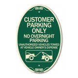 Customer Parking Only No Overnight Parking Unauthorized Vehicles Towed at Owner Expense with Graphic