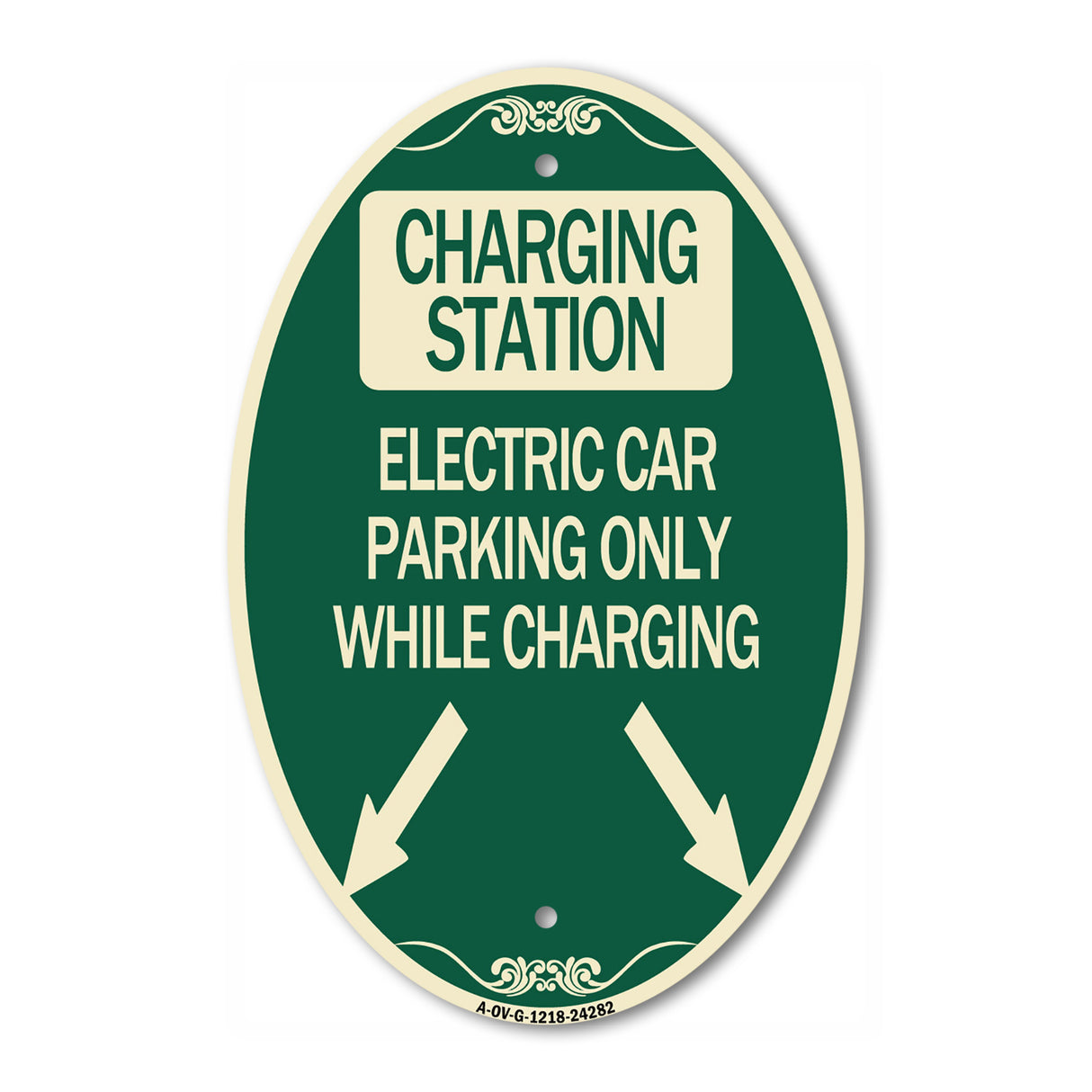 Charging Station Electric Car Parking Only While Charging with Left and Right Down Pointing Arrows