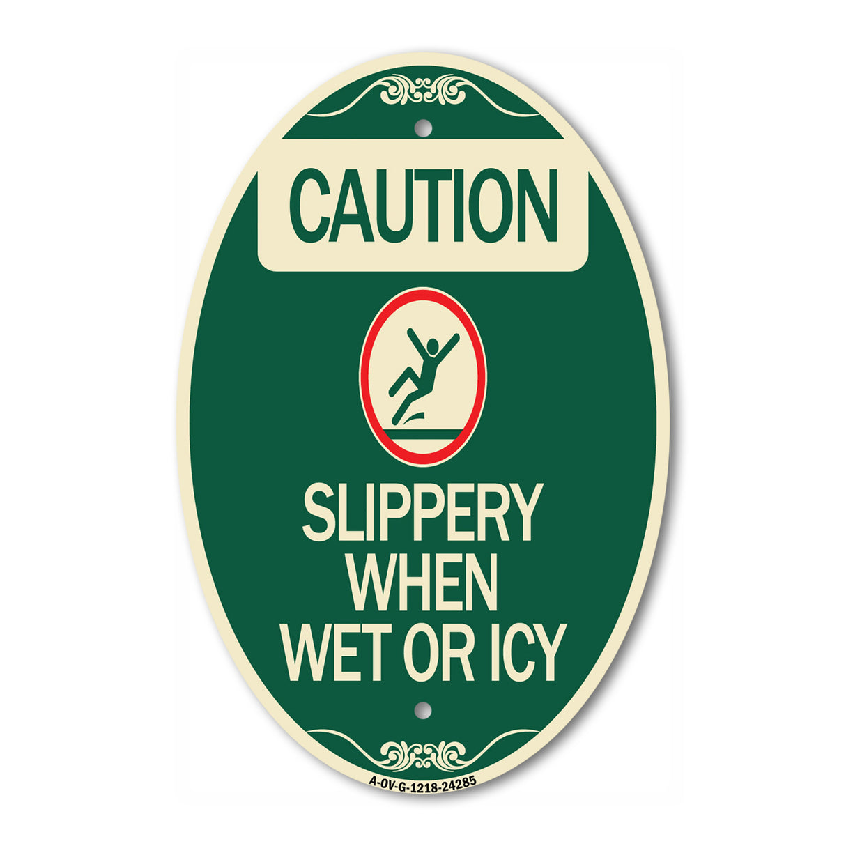 Caution - Slippery When Wet or Icy (With Graphic)