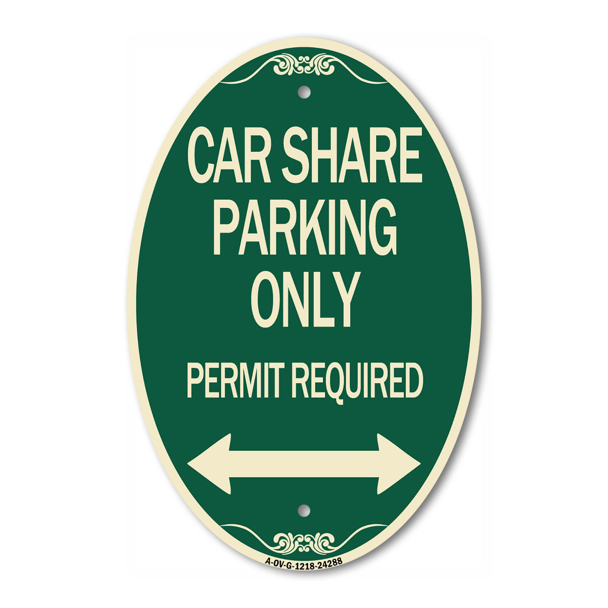Car Share Parking Only Permit Required with Bidirectional Arrow