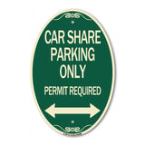 Car Share Parking Only Permit Required with Bidirectional Arrow