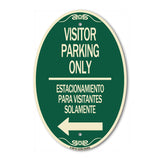 SignMission Designer Oval Sign - Bilingual Reserved Parking Sign Visitor Parking Only - Estacionamiento Para Visitantes Solamente (With Left Arrow)