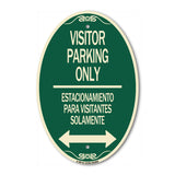SignMission Designer Oval Sign - Bilingual Reserved Parking Sign Visitor Parking Only - Estacionamiento Para Visitantes Solamente (With Bidirectional Arrow)