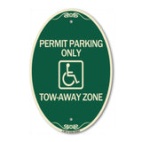 Accessible Permit Parking Only Tow-Away Zone with Symbol