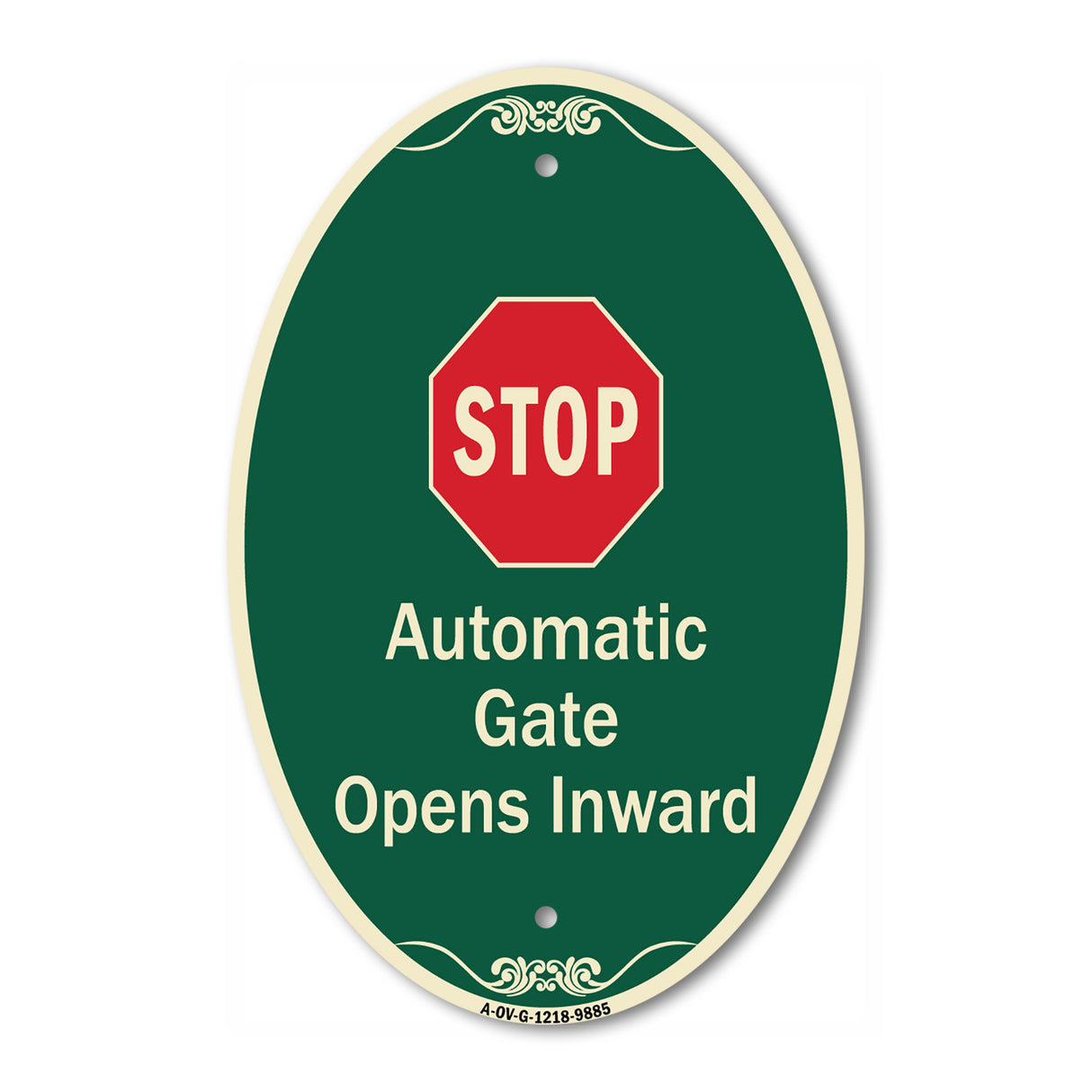 Stop, Automatic Gate, Opens Inward With Symbol