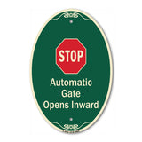 Stop, Automatic Gate, Opens Inward With Symbol