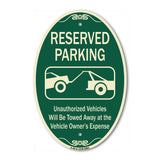 Reserved Parking Unauthorized Vehicles Will Be Towed Away At Owner Expense With Graphic