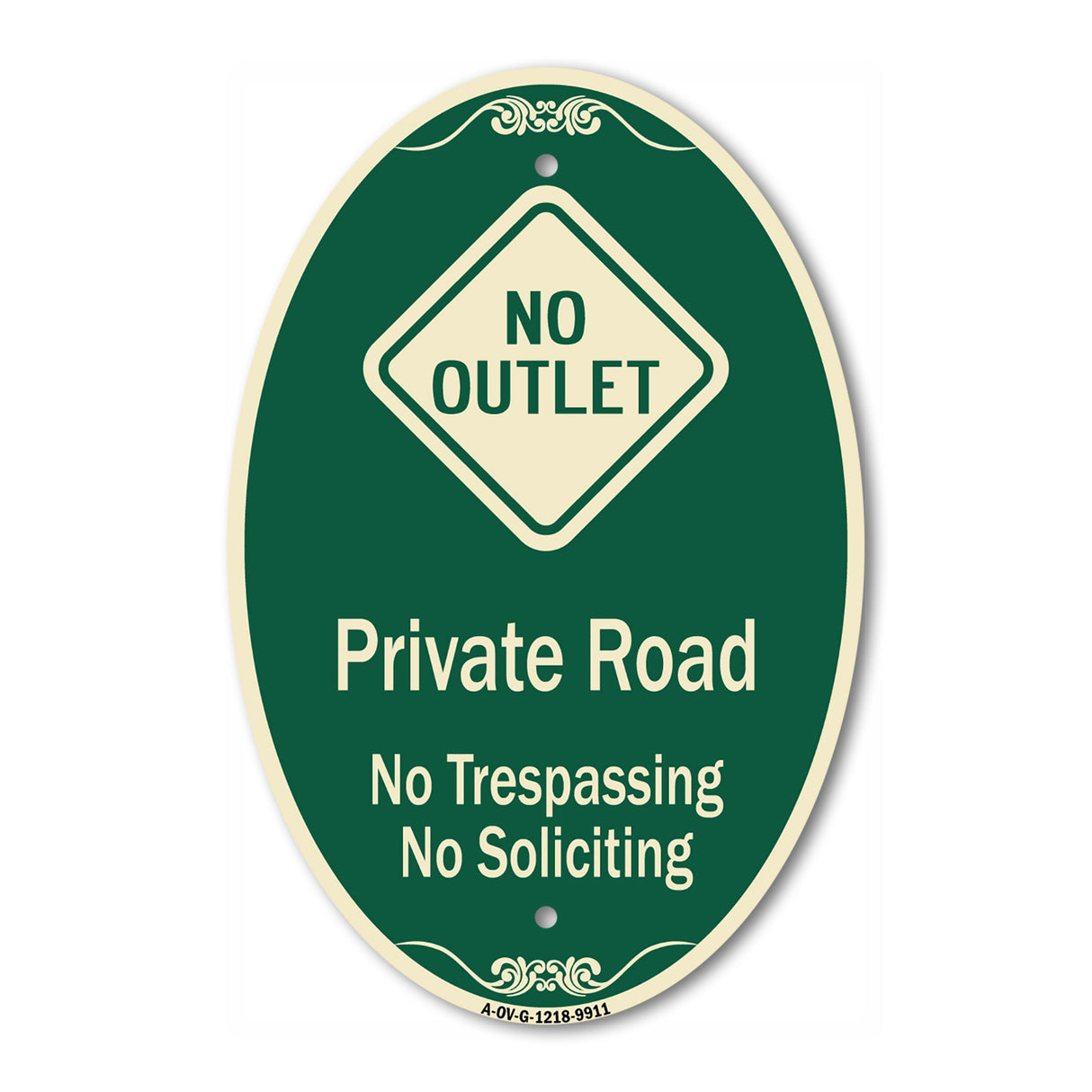 Private Road No Trespassing Or Soliciting With No Outlet Symbol