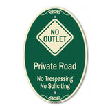 Private Road No Trespassing Or Soliciting With No Outlet Symbol