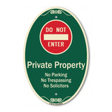 Private Property No Parking Trespassing Or Solicitors With Do Not Enter Symbol