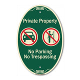Private Property No Parking Or Trespassing With Symbols