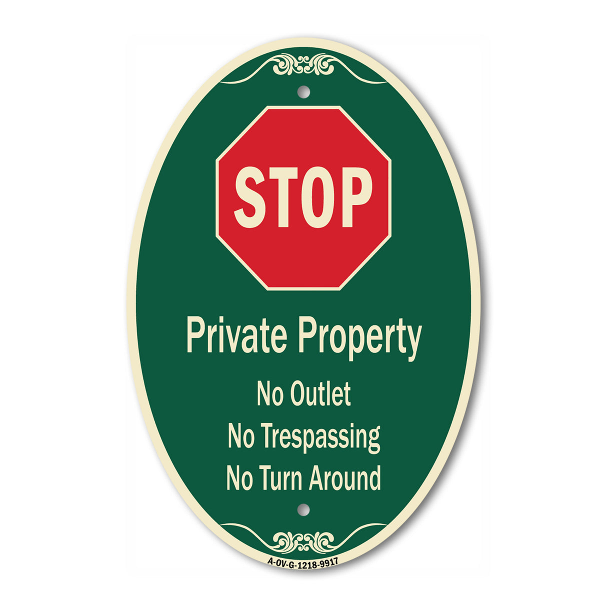 Private Property No Outlet No Trespassing Or Turn Around With Stop Symbol