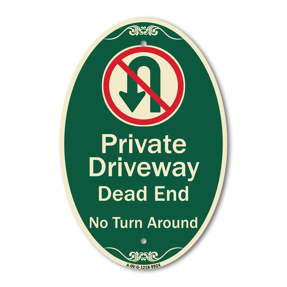 Private Driveway Dead End No Turn Around With Symbol
