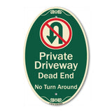 Private Driveway Dead End No Turn Around With Symbol