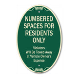 Numbered Spaces Residents Only Violators Will Be Towed Away At Vehicle Owners Expense