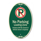 No Parking Loading Zone Violators Will Be Towed At Vehicle Owner Expense