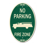No Parking, Fire Zone With Fire Truck Graphic