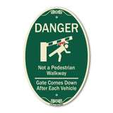 Danger Not A Pedestrian Walkway Gate Comes Down After Each Vehicle