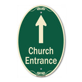 Church Entrance Ahead With Up Arrow