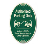 Authorized Parking Only Violators Will Be Towed Away At Owner Expense With Graphic