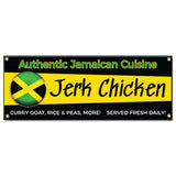 Authentic Jamaican Cuisine Jerk Chicken Curry Goat Banner